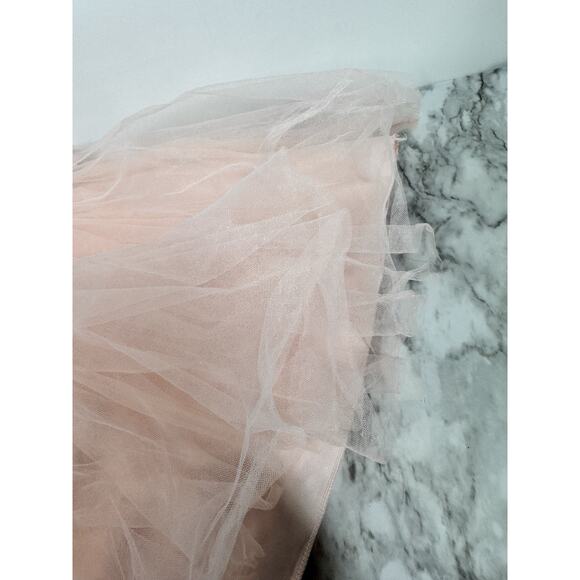 Trish Scully Size 7 Bianca Gown Satin Dress Tulle Lace 3D Floral Peachy Pink - Picture 8 of 11